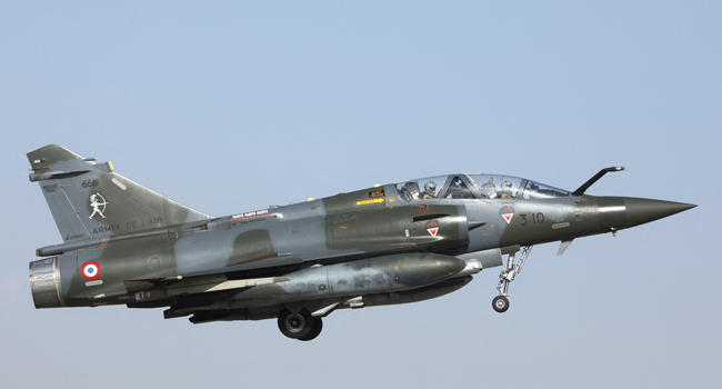 In this file photo taken on December 22, 2018 a Mirage 2000 aircraft of the French Air Force, takes off from an airbase in N'Djamena, Chad, to take part in a Barkhane mission in Africa's Sahel region. Ludovic MARIN / AFP