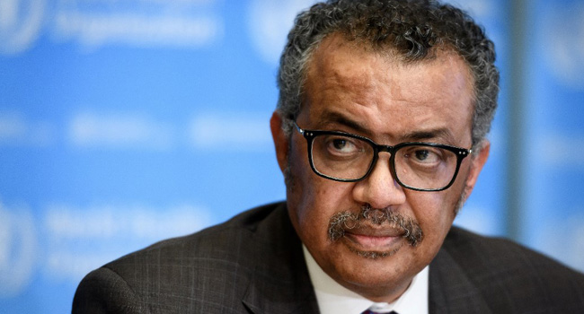 A file photo of World Health Organization (WHO) Director-General Tedros Adhanom Ghebreyesus.